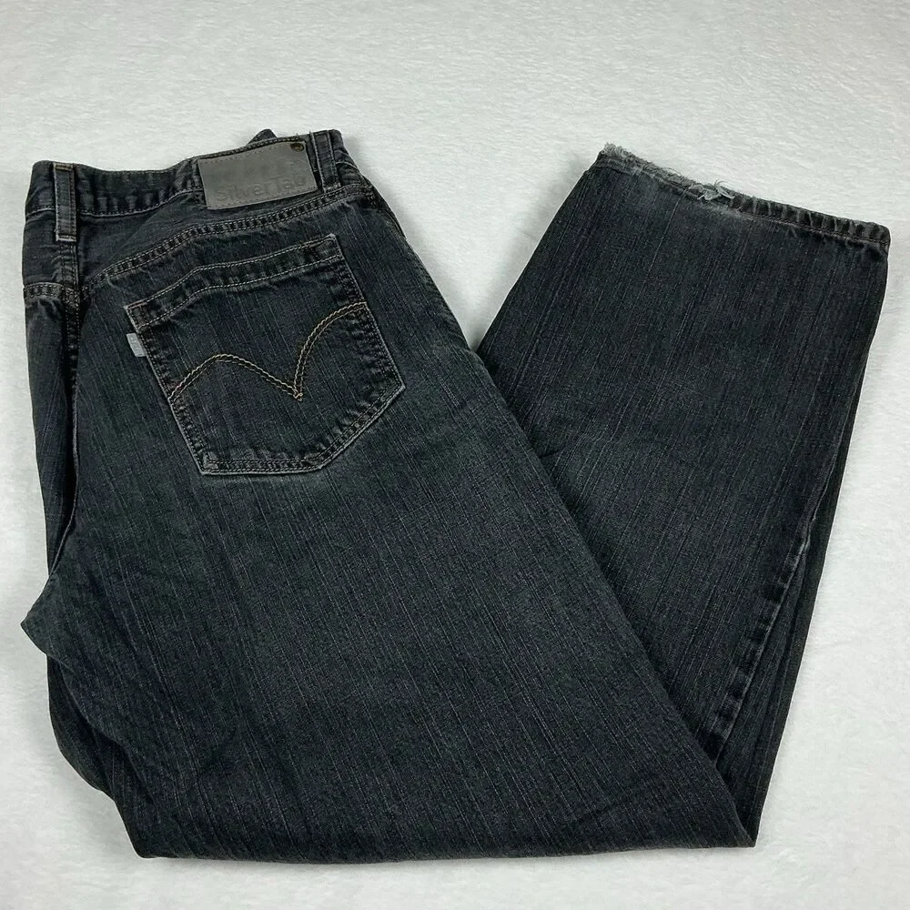 Levi’s SilverTab Baggy Jeans Men’s 36x30 Gray Baggy Y2K Skater Distressed Hem